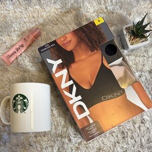 (2) New In Box DKNY Black and Tan Seamless Bra Small